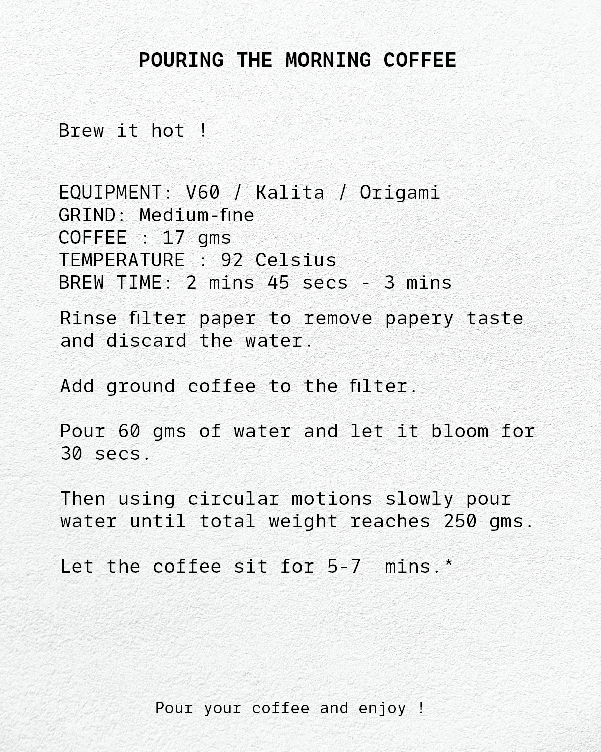 Pouring the Morning Coffee